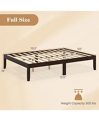 Sugift Full Size Wood Bed Frame with Slats and Rubber Wood Legs