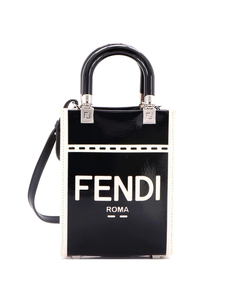 Pre-Owned Fendi Mini Sunshine Shopper Tote Patent and Canvas