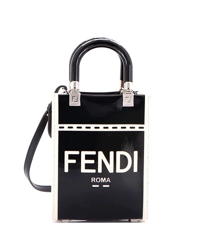 Pre-Owned Fendi Mini Sunshine Shopper Tote Patent and Canvas