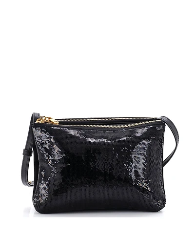 Pre-Owned Celine Small Trio Crossbody Bag Sequin Embellished Nylon