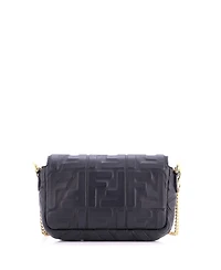 Pre-Owned Fendi Mini Baguette Nm Bag Zucca Embossed Leather