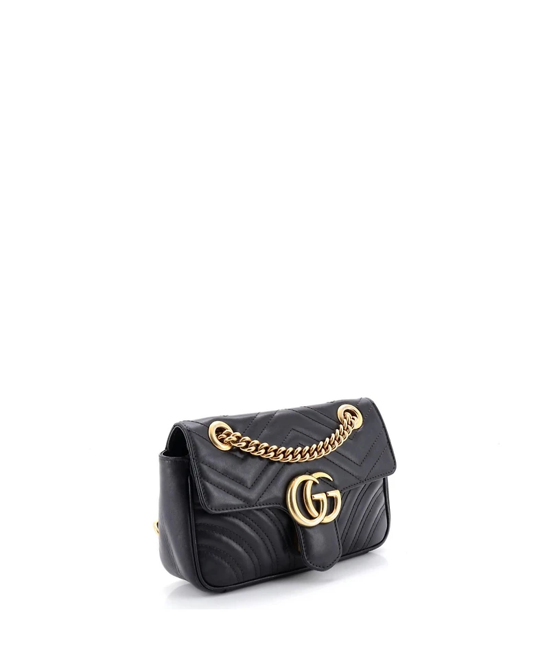 Pre-Owned Gucci Mini Gg Marmont Flap Bag Matelasse Leather