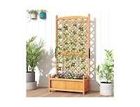 Raised Garden Bed with Diamond Lattice Trellis and Drainage Holes