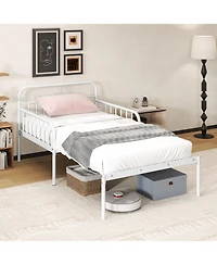 Sugift Extendable Metal Daybed with Guardrails and Armrests