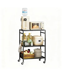 Yigii Adjustable Shelf Kitchen Cart with Metal Frame and Wheels for Versatile Storage
