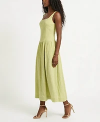 Taylor Women's Square Neck Pucker Stripe Drop Waist Dress