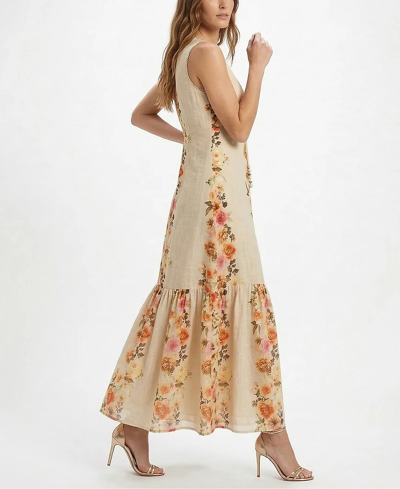 Taylor Women's V-Neck Floral Keyhole Dress