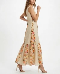 Taylor Women's V-Neck Floral Keyhole Dress