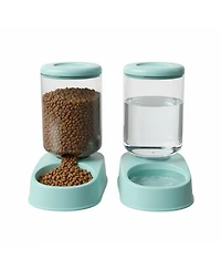 Aronkl Automatic Dog Cat Feeder & Water Dispenser Set Gravity Fed Large Bpa Free