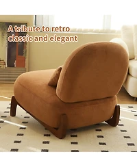 Rainsken Velvet Accent Chair, Comfy Reading Chair, Cute Living Room Chair with Solid Wood Legs and Soft Cushion for Bedroom, Balcony