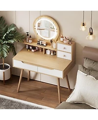 Flynama Versatile Natural Nightstand with Storage Space Modern Bedroom Furniture Bedside End Table