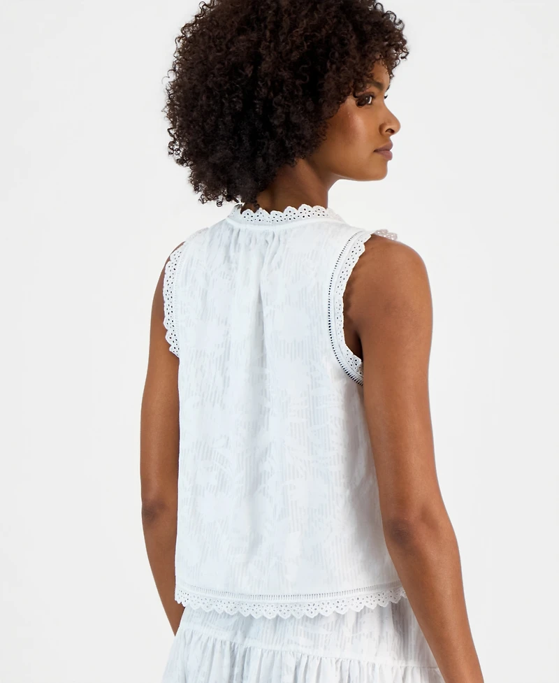 Vince Camuto Women's Lace-Trim Cropped Sleeveless Top