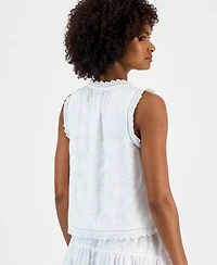 Vince Camuto Women's Lace-Trim Cropped Sleeveless Top