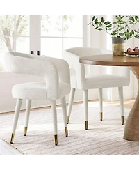 Maison Boucle Chenille Upholstered Dining Armchairs Set of 2 with Curved Back