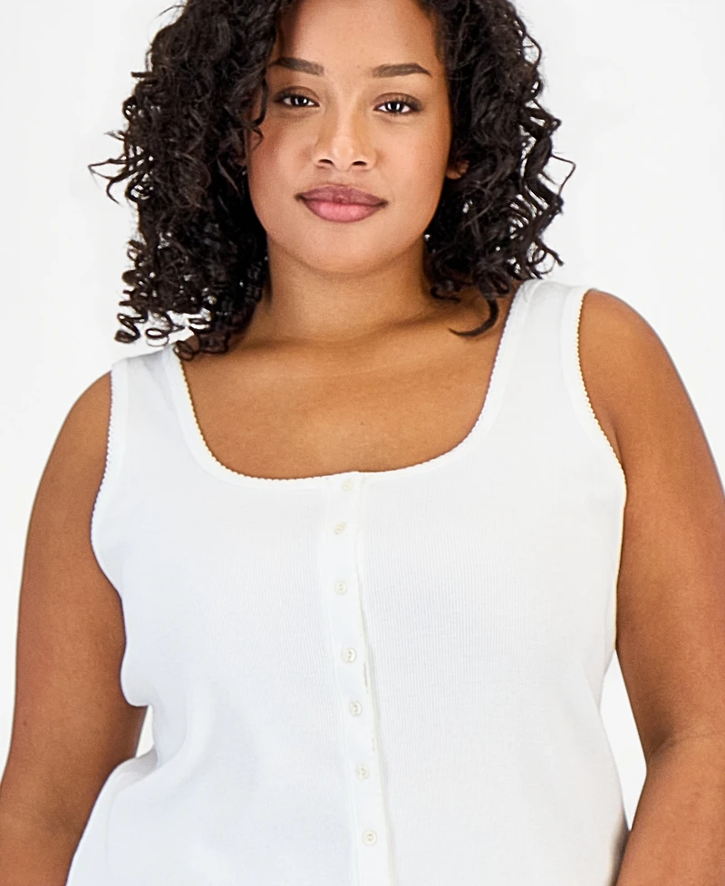 On 34th Trendy Plus Button-Down Ribbed Tank, Macy's Exclusive