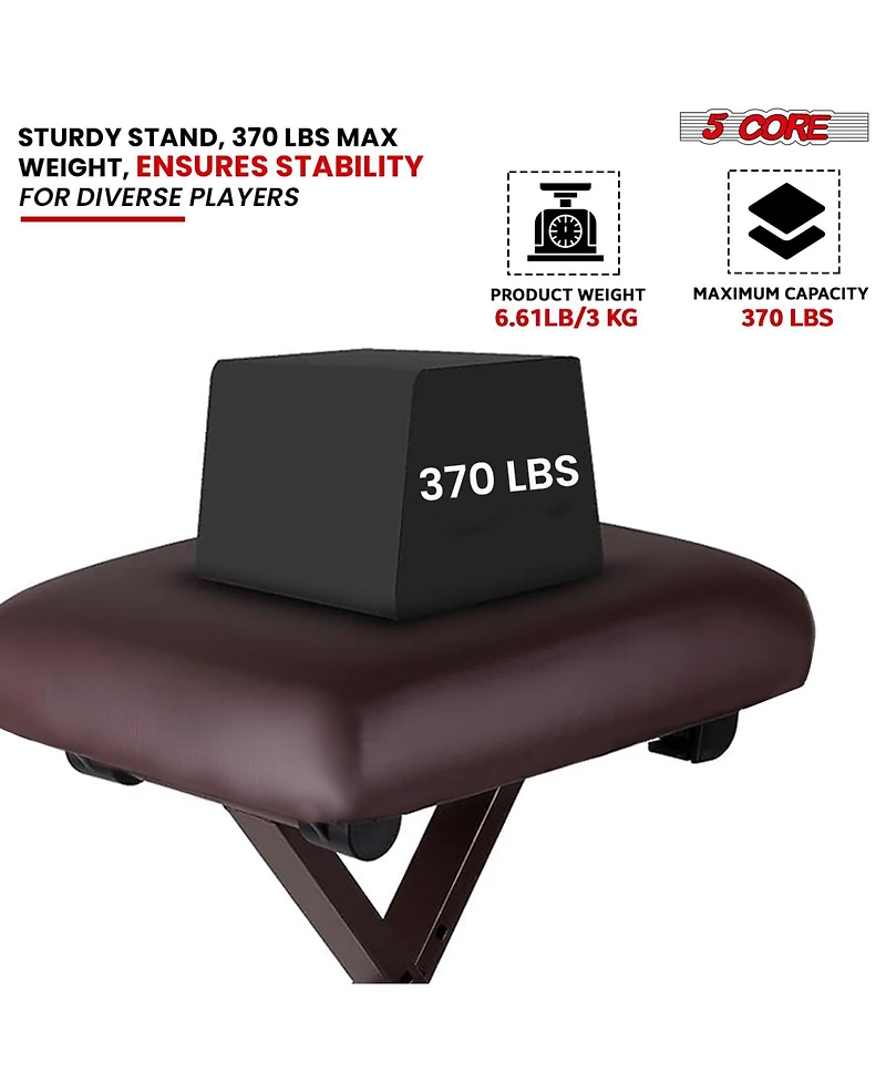 5 Core Keyboard Stand Piano Bench Combo Adjustable Key Board Stands 2" Padded Musician Chair Set