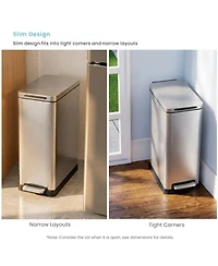 Home Zone Living 11 Gallon Kitchen Trash Can with Soft-Close Lid and Slim Stainless Steel Design