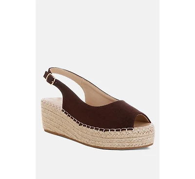 London Rag Womens Georna Peep Toe Espadrille Wedges