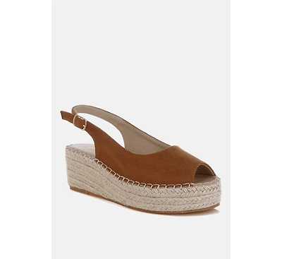 London Rag Womens Georna Peep Toe Espadrille Wedges