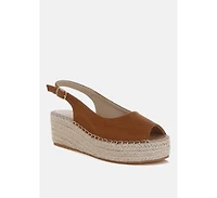 London Rag Womens Georna Peep Toe Espadrille Wedges