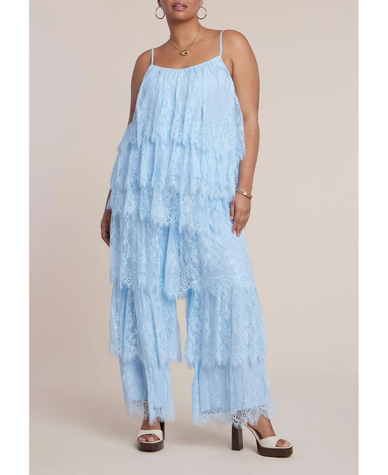 Eloquii Women's Plus Tiered Lace Pant