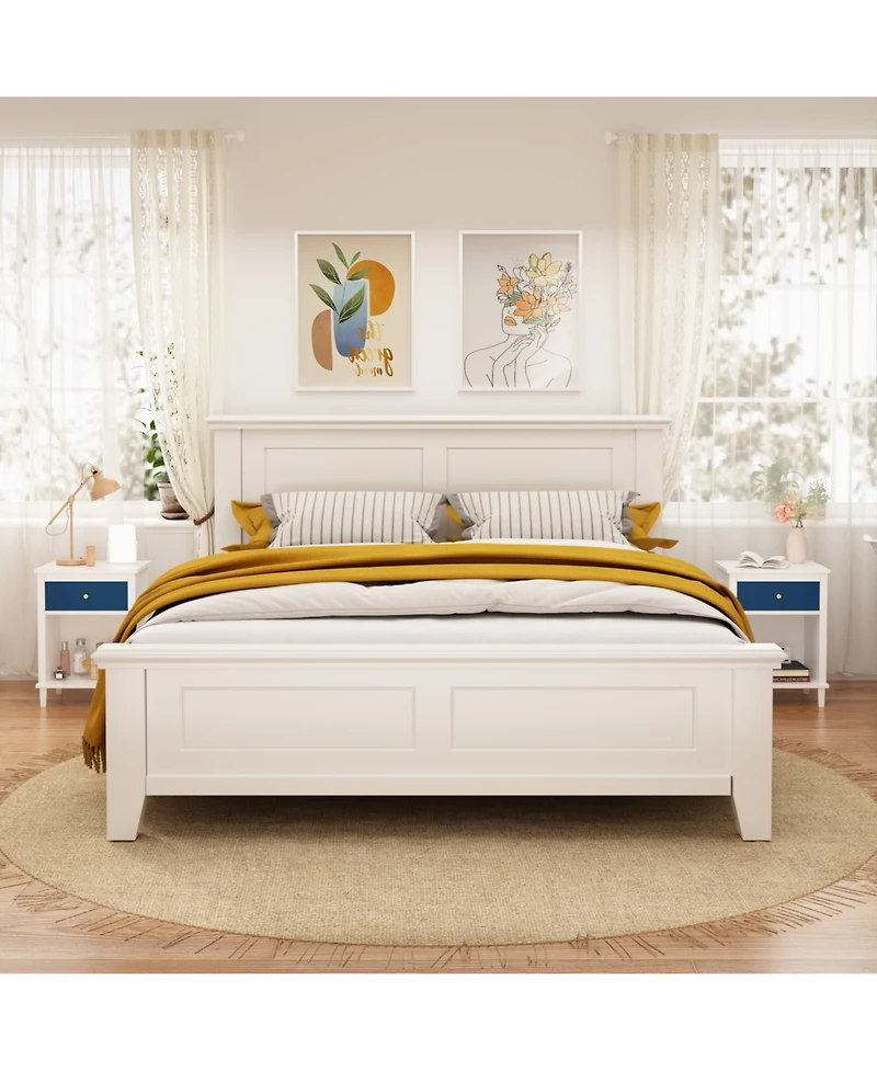 Flynama Chic Luxurious Premium Navy Nightstand with Storage Space Bedroom Bedside Storage Table