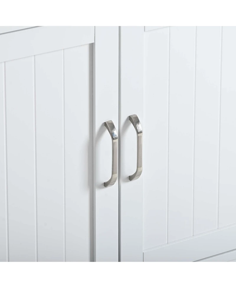 Aostirmotor Cat Litter Box Enclosure with Hidden Plug – 2-Door Wooden Bench & Side Table