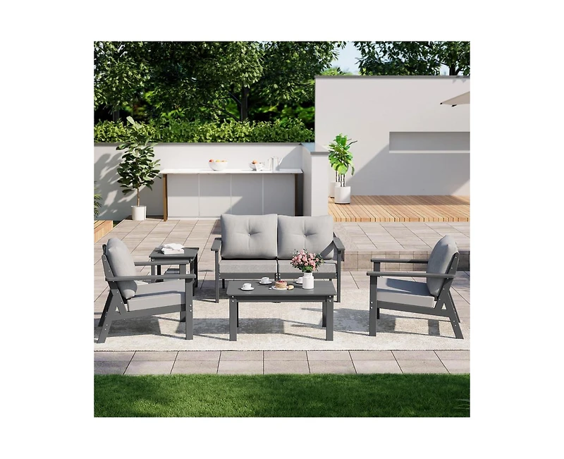 Pamapic Piece Hdpe Weather-Resistant Outdoor Patio Conversation Seating Set