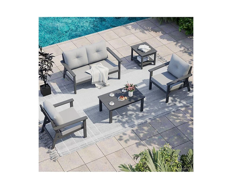 Pamapic Piece Hdpe Weather-Resistant Outdoor Patio Conversation Seating Set