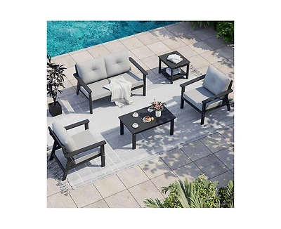 Pamapic Piece Hdpe Weather-Resistant Outdoor Patio Conversation Seating Set