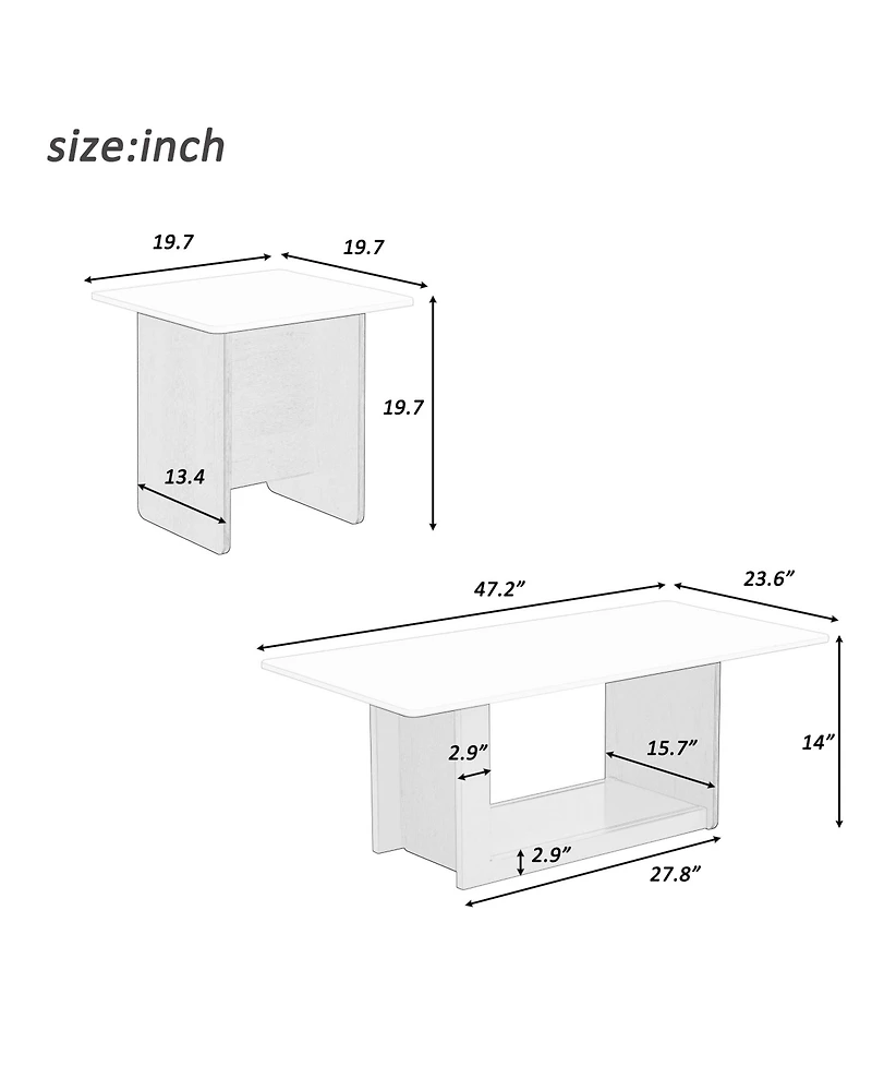 Rainsken Nesting Coffee Tables Set of 2, Small Square Coffee End Table, Wood Look Center Table with Metal Frame for Living Room.