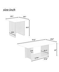 Rainsken Nesting Coffee Tables Set of 2, Small Square Coffee End Table, Wood Look Center Table with Metal Frame for Living Room.