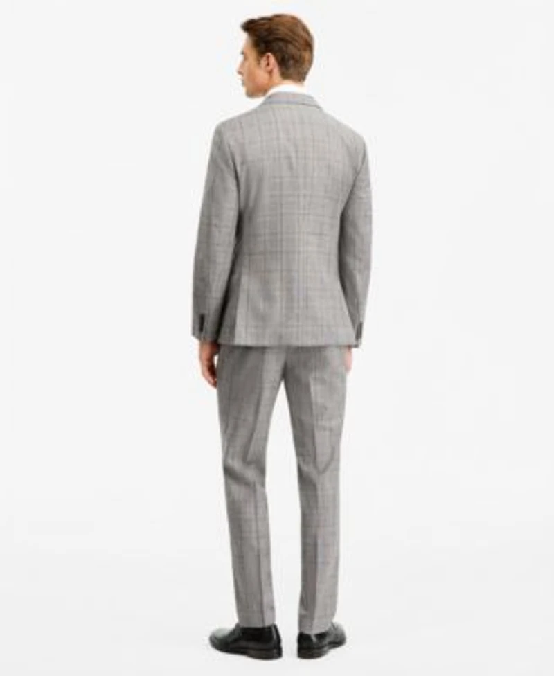 Ted By Ted Baker Mens Modern Fit Gray Wine Plaid Suit Separates