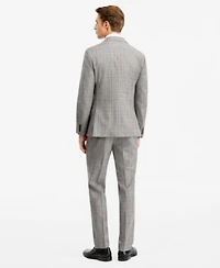 Ted By Ted Baker Mens Modern Fit Gray Wine Plaid Suit Separates
