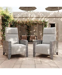 gaomon Wicker Recling Patio Chair with Independent Adjustable Back and Footrest Air Pump Lay Flat Reclining Chair Outdoor Recliner Chair