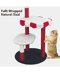 Aostirmotor Multi-Level Cat Tree with Removable Perch & Scratching Posts – Includes Hanging Toy,Red