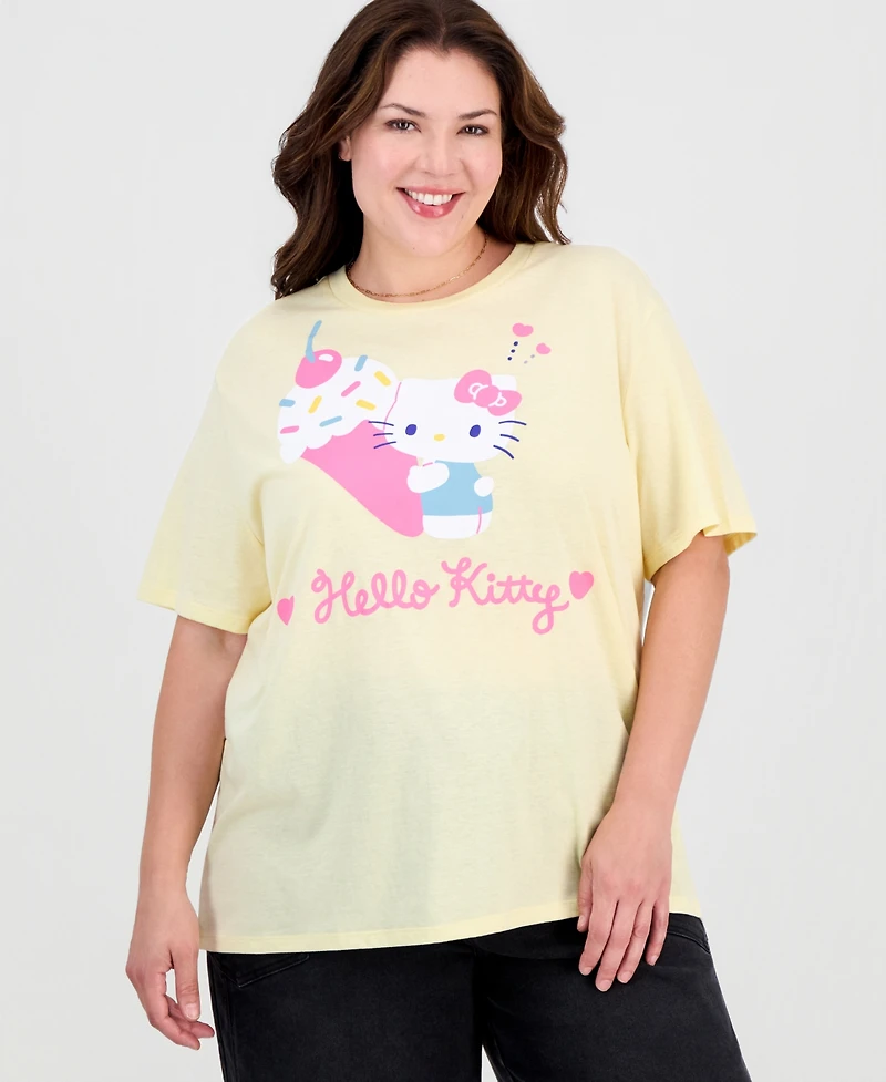 Love Tribe Plus Hello Kitty Ice Cream Retro Cotton-Blend Short-Sleeve Crewneck T-Shirt