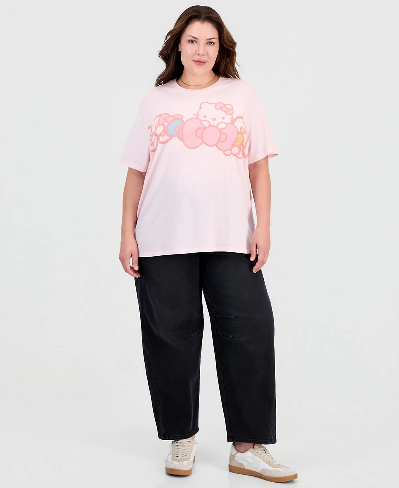 Love Tribe Trendy Plus Hello Kitty Bow Graphic Print T-Shirt