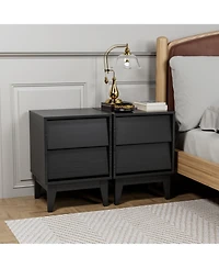 Flynama Modern Neutral Nightstand with Storage Space and Led Light Glass Top Jewelry Storage Bedside Table