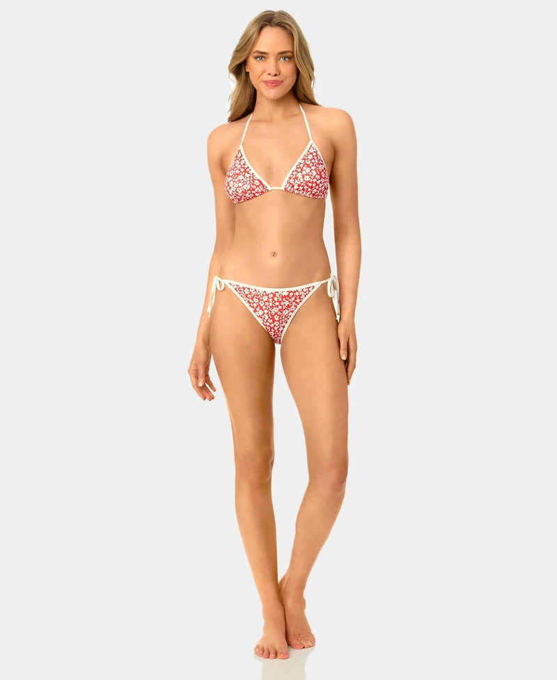California Waves Women's Garden Ditsy Wide Rib Triangle Swim Bikini Top