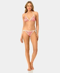 California Waves Women's Garden Ditsy Wide Rib Triangle Swim Bikini Top
