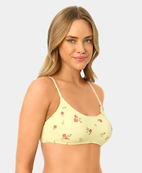 California Waves Women's Solid Popcorn Scrunch Scoop Neck Swim Bikini Top