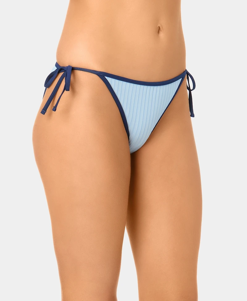 California Waves Women's Solid Wide Rib Side-Tie Swim Bottoms