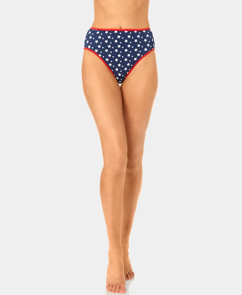 California Waves Women's Starstruck Mini Rib High-Waist Swim Bottoms