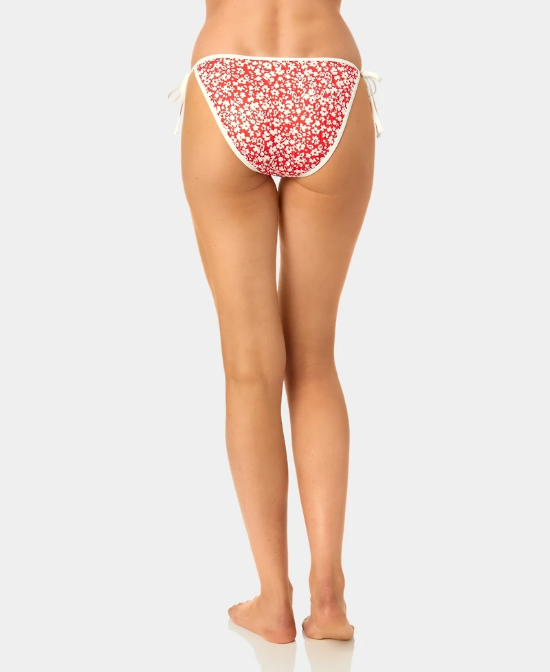 California Waves Women's Garden Ditsy Wide Rib Side-Tie Swim Bottoms