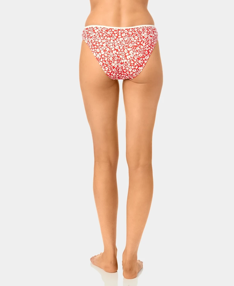 California Waves Women's Garden Ditsy Wide Rib High-Leg Swim Bottoms