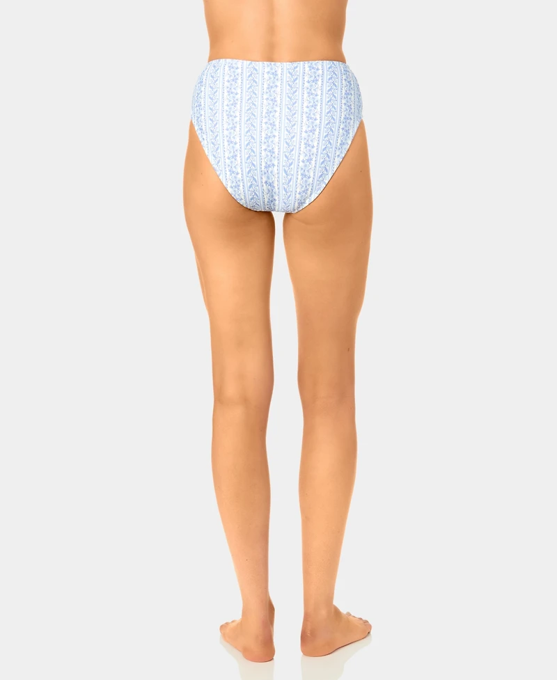 California Waves Women's Toile Stripe High-Waist Swim Bottoms