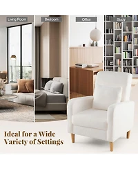 Sugift Modern Upholstered Sofa chair with Lumbar Pillow and Teddy Fleece Cover