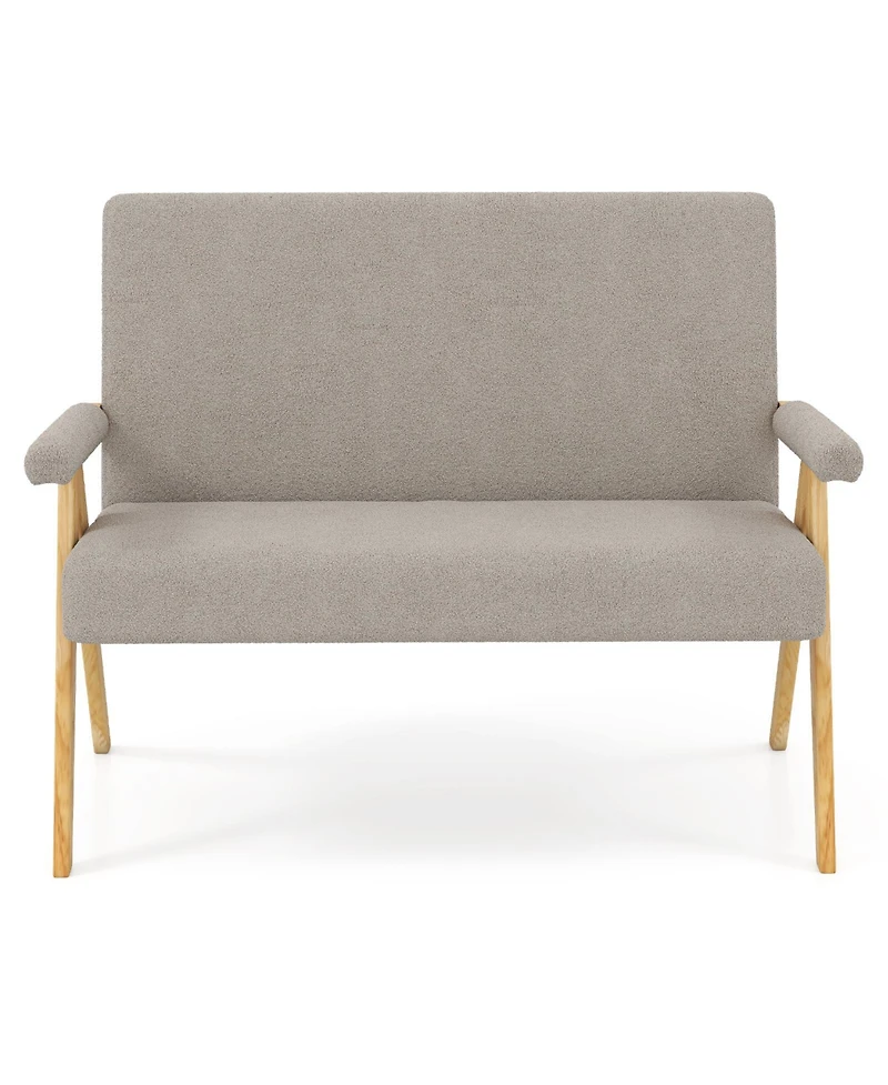 Sugift Loveseat Sofa with Armrests and Wooden Legs.