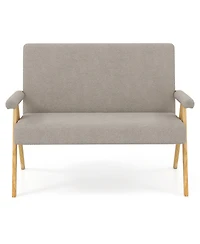 Sugift Loveseat Sofa with Armrests and Wooden Legs.